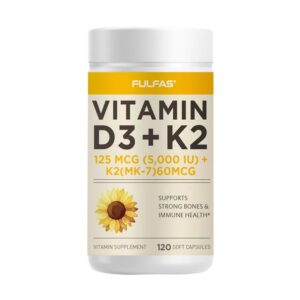 Vitamin D3 5000 IU + K2 Supplement 120 Capsules